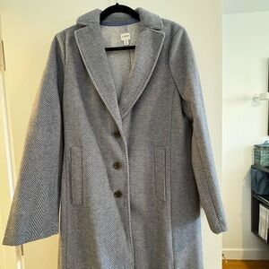 J. Crew Classic Gray Herringbone Trench Coat